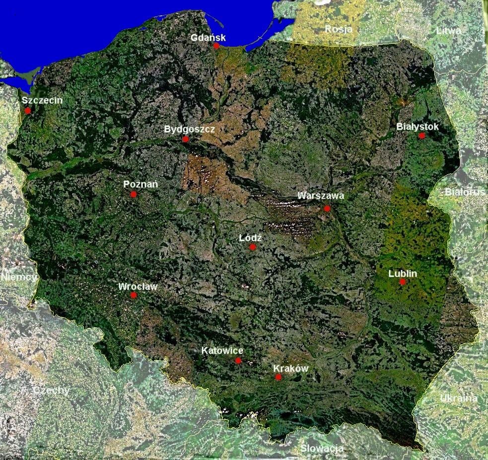 地図ポーランド衛星