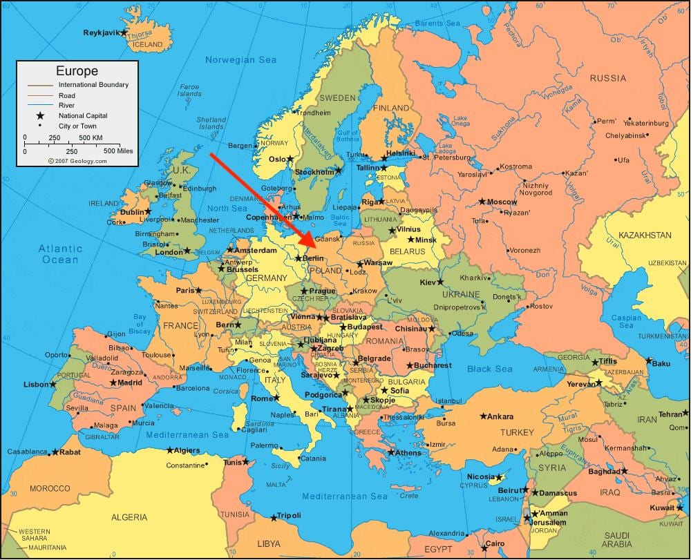 地図ポーランド欧州