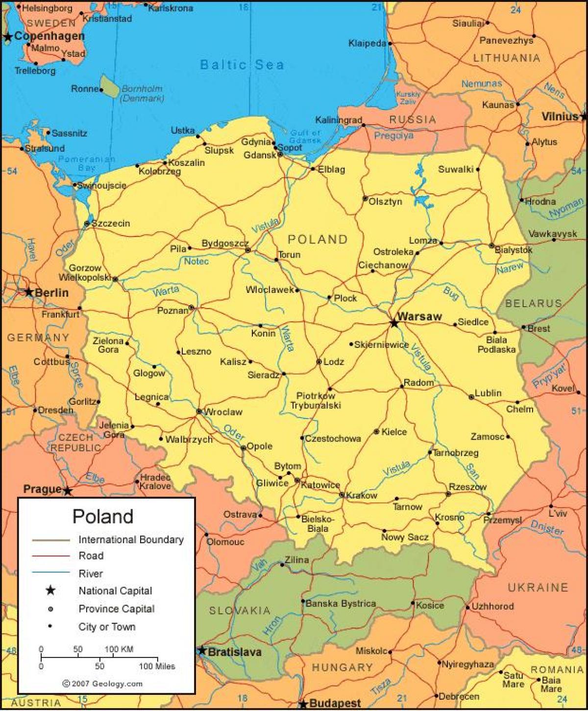 地図ポーランド国境