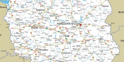 地図の道路ポーランド