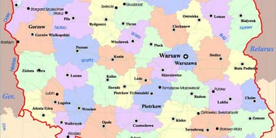 地図ポーランドの都市