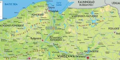 地図の北部ポーランド