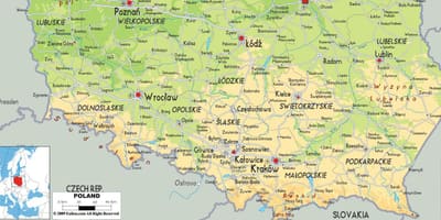 地図の南部ポーランド