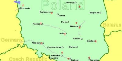 地図ポーランドの空港を表示
